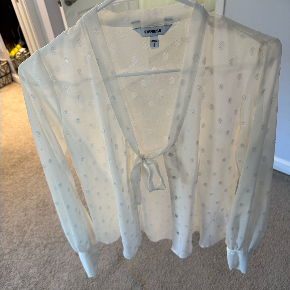 Express Women's Cream Sheer Top